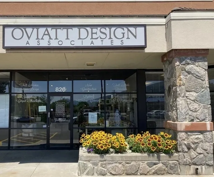 Design studio entrance with sunflowers